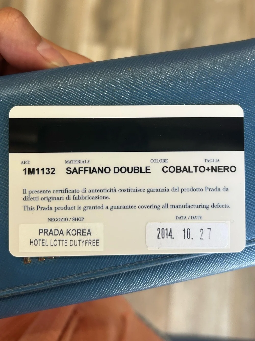 Prada Wallet Saffiano Double in Cobalt